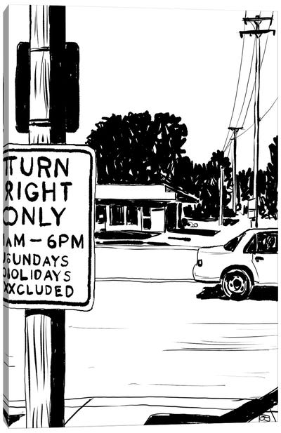 Turn Right Only Canvas Art Print - Giuseppe Cristiano