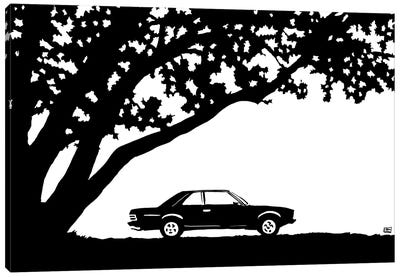 Car Under The Tree Canvas Art Print - Giuseppe Cristiano