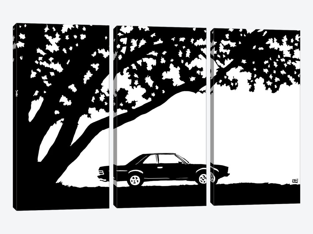 Car Under The Tree by Giuseppe Cristiano 3-piece Canvas Art