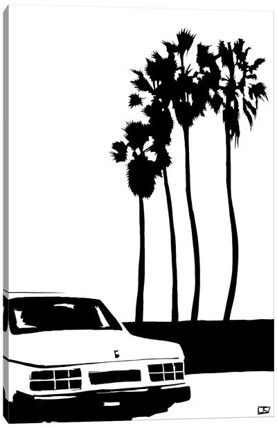 Car And Palms Canvas Art Print - Giuseppe Cristiano