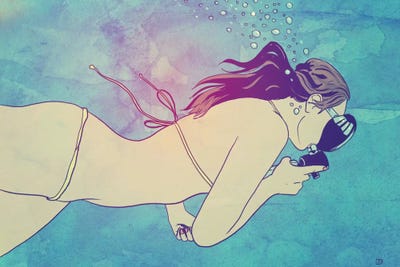 Swimming Girl by Giuseppe Cristiano multi panel art