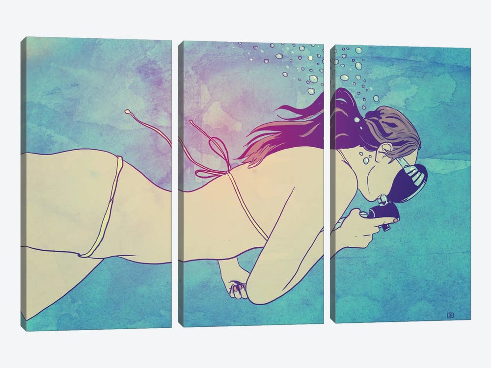 Swimming Girl by Giuseppe Cristiano 3-piece Canvas Art Print