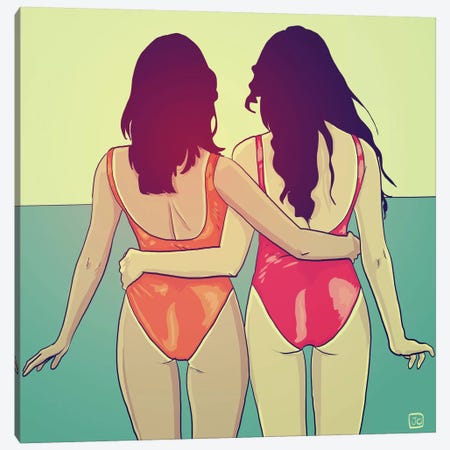 Swimsuit Girlfriends Canvas Print #JCR67} by Giuseppe Cristiano Art Print
