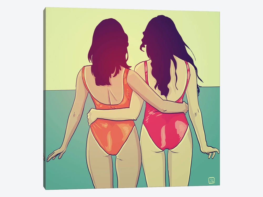 Swimsuit Girlfriends by Giuseppe Cristiano 1-piece Canvas Artwork