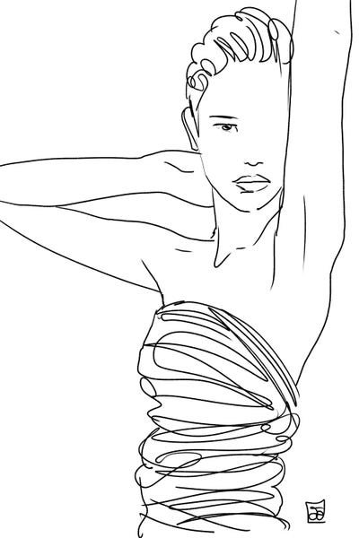 Black & White Pop Culture Art: Line Art Lady by Giuseppe Cristiano