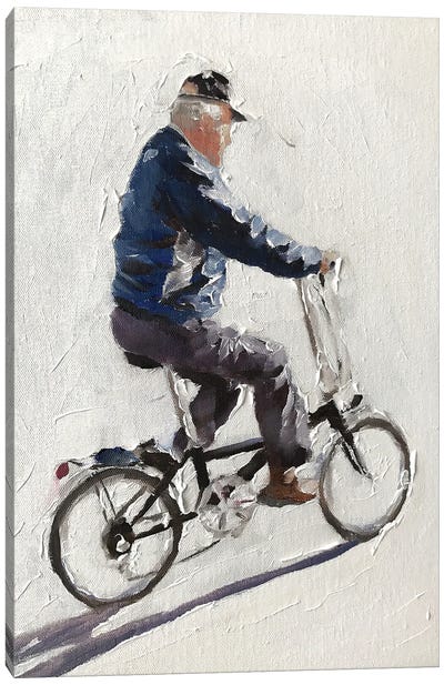 Old Man Cycling Canvas Art Print - James Coates