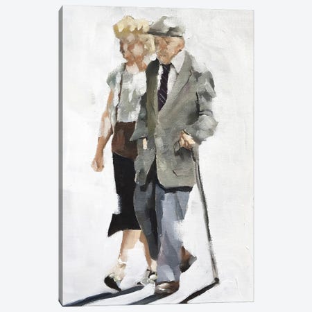 Old Couple Strolling Canvas Print #JCT101} by James Coates Canvas Wall Art