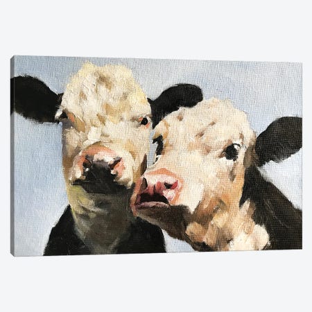Pair Of Cows Canvas Print #JCT102} by James Coates Canvas Artwork