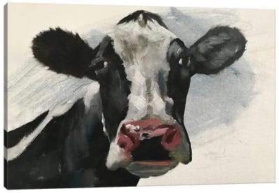 Pink Nose Cow Canvas Art Print - James Coates