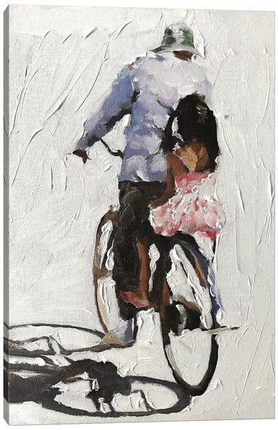 Riding With Grandad Canvas Art Print - Fatherly Love