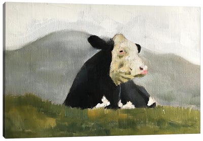 Sitting Cow Canvas Art Print - James Coates