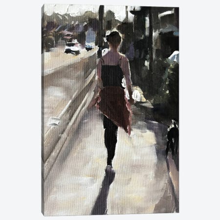 Street Walk With Dog Canvas Print #JCT121} by James Coates Canvas Artwork