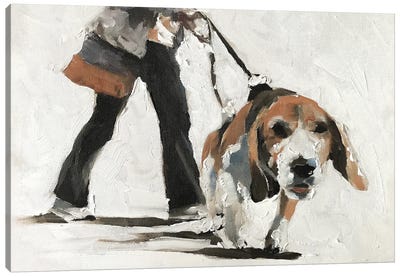 Taking My Human For A Walk Canvas Art Print - Beagle Art