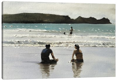 Time Out At The Beach Canvas Art Print - James Coates