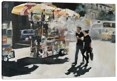 Walk In The City Canvas Art Print - James Coates
