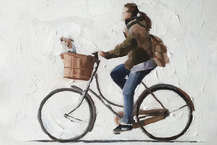 Woman And Dog Cycling