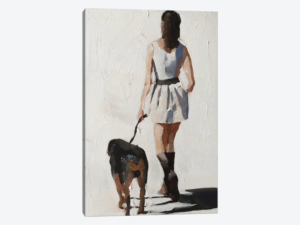 Woman And Dog by James Coates 1-piece Canvas Wall Art