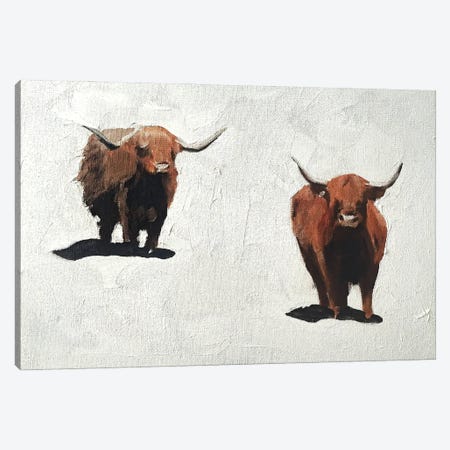 Two Brown Cows Canvas Print #JCT1} by James Coates Canvas Art Print