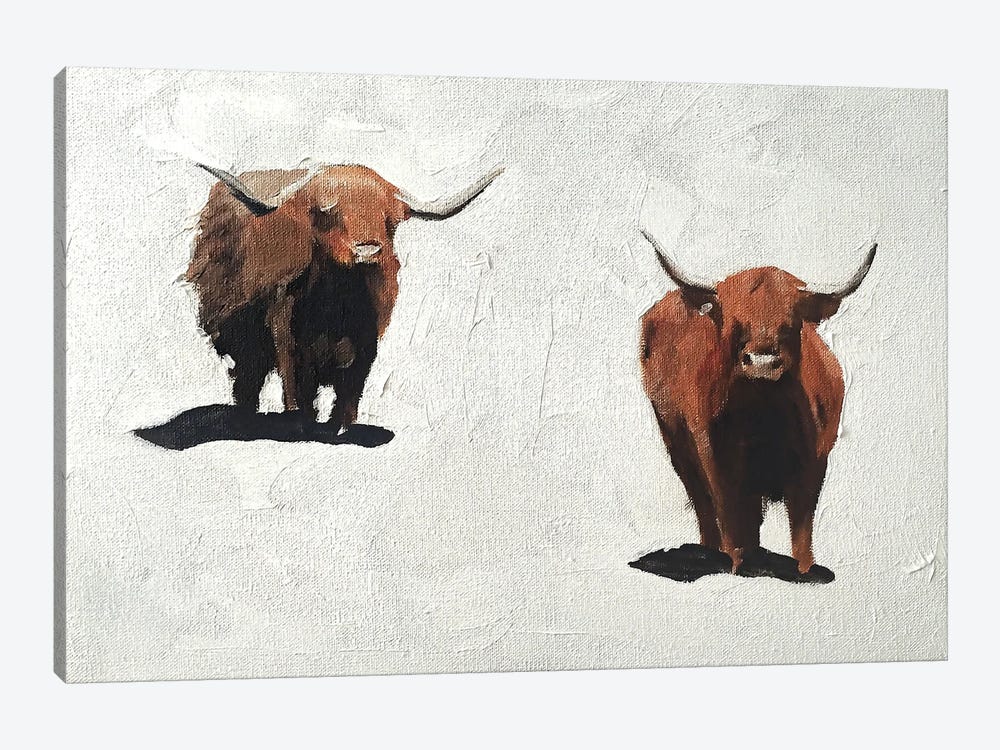 Two Brown Cows by James Coates 1-piece Canvas Art Print