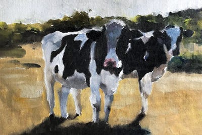 Two Cows In A Field by James Coates canvas print