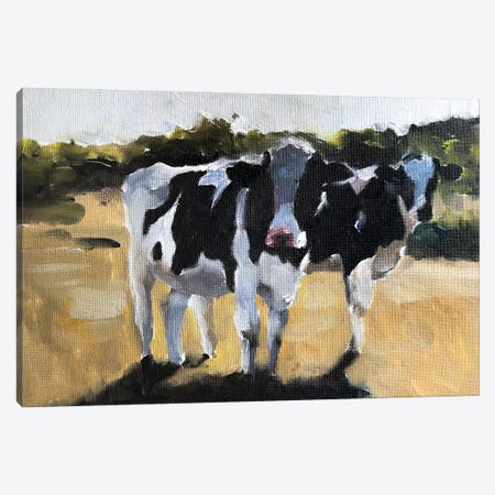 Two Cows In A Field Canvas Print #JCT2} by James Coates Canvas Art Print