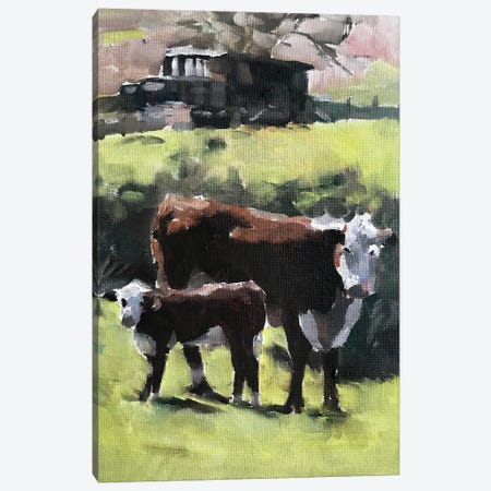 Cow And Calf Canvas Print #JCT42} by James Coates Canvas Wall Art