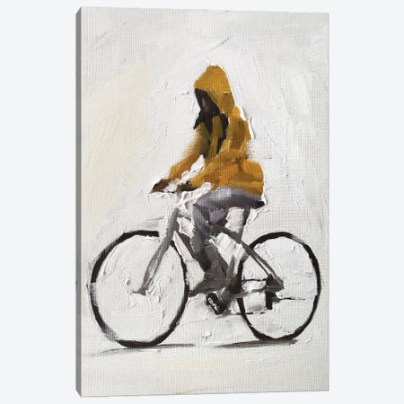 Cycling In The Rain Canvas Print #JCT49} by James Coates Canvas Artwork