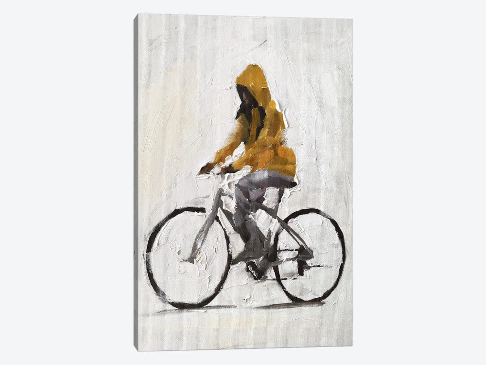 Cycling In The Rain by James Coates 1-piece Canvas Wall Art
