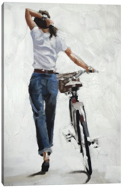 A Bike In One Hand, Confidence In The Other Canvas Art Print - Bicycle Art