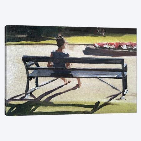 Girl On A Bench Canvas Print #JCT60} by James Coates Canvas Wall Art