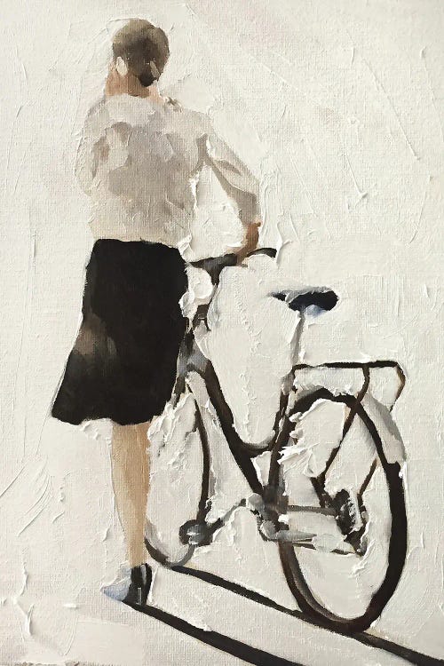 Girl Walking With A Bike