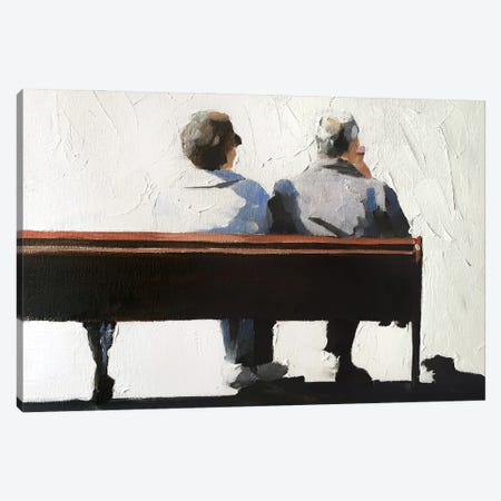 A Couple On A Bench Canvas Print #JCT6} by James Coates Canvas Wall Art