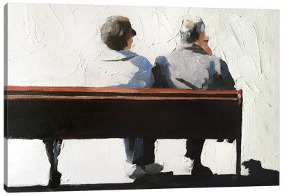 A Couple On A Bench Canvas Art Print