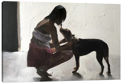 I Love You Doggy Canvas Art Print - Friendship Art