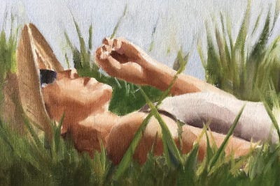 Laying In The Grass by James Coates framed canvas print