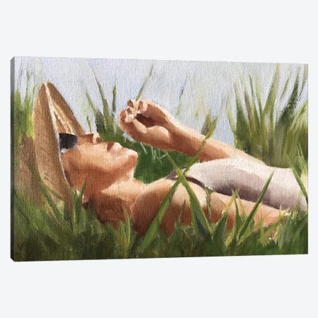 Laying In The Grass Canvas Print #JCT86} by James Coates Canvas Print