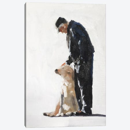 Man And His Golden Labrador Canvas Print #JCT91} by James Coates Canvas Print
