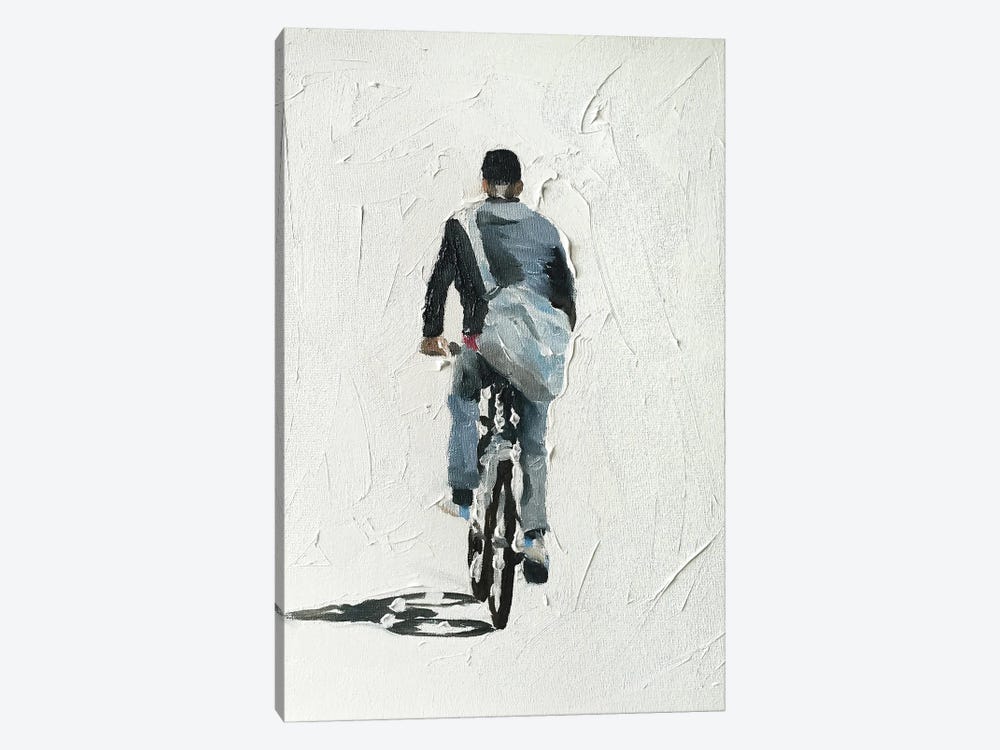 Man Cycling Away by James Coates 1-piece Canvas Art