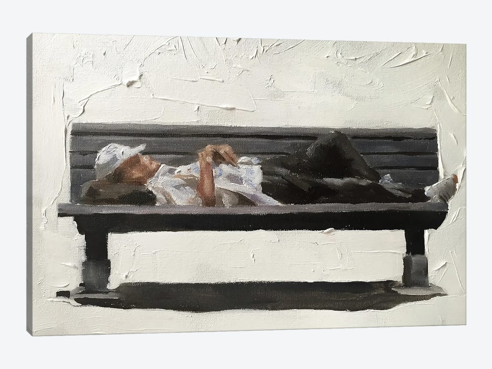 Man Sleeping On A Bench by James Coates 1-piece Canvas Print