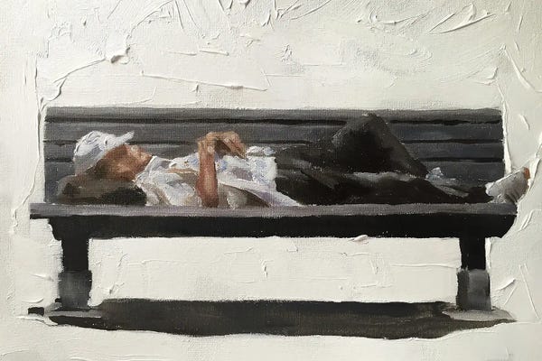 Sleeping & Napping: Man Sleeping On A Bench by James Coates