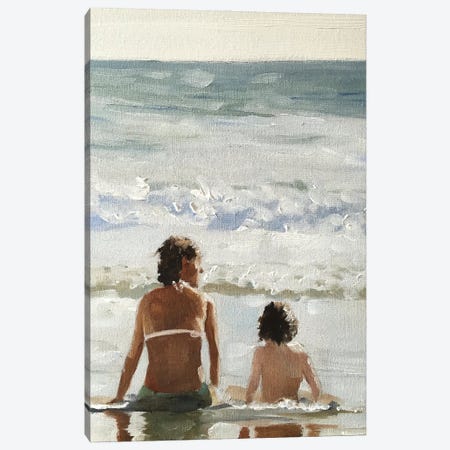 Me And Mum At The Beach Canvas Print #JCT94} by James Coates Canvas Wall Art