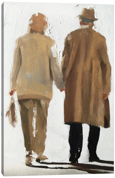 Old Couple Holding Hands Canvas Art Print - James Coates