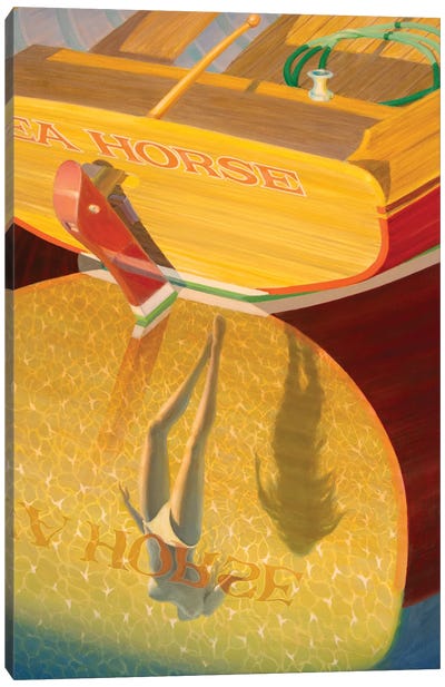 Sea Horse Canvas Art Print - Yellow Art