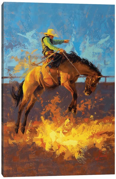 Sundown Showdown Canvas Art Print - Rodeo Art