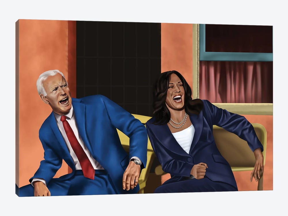 Joe Biden And Kamala Harris Damn by Michael Jermaine Doughty 1-piece Canvas Wall Art