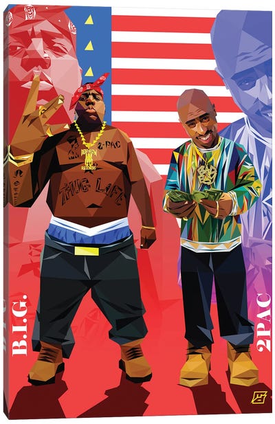 Trading Places Big And Pac Canvas Art Print - Tupac Shakur