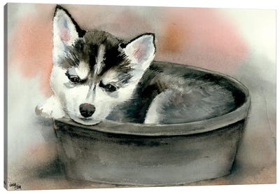 Pup in a Cup - Gemma Canvas Art Print - Judith Stein