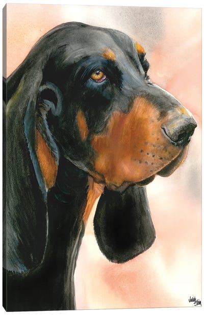 R & B - Black & Tan Coonhound Canvas Art Print - Judith Stein
