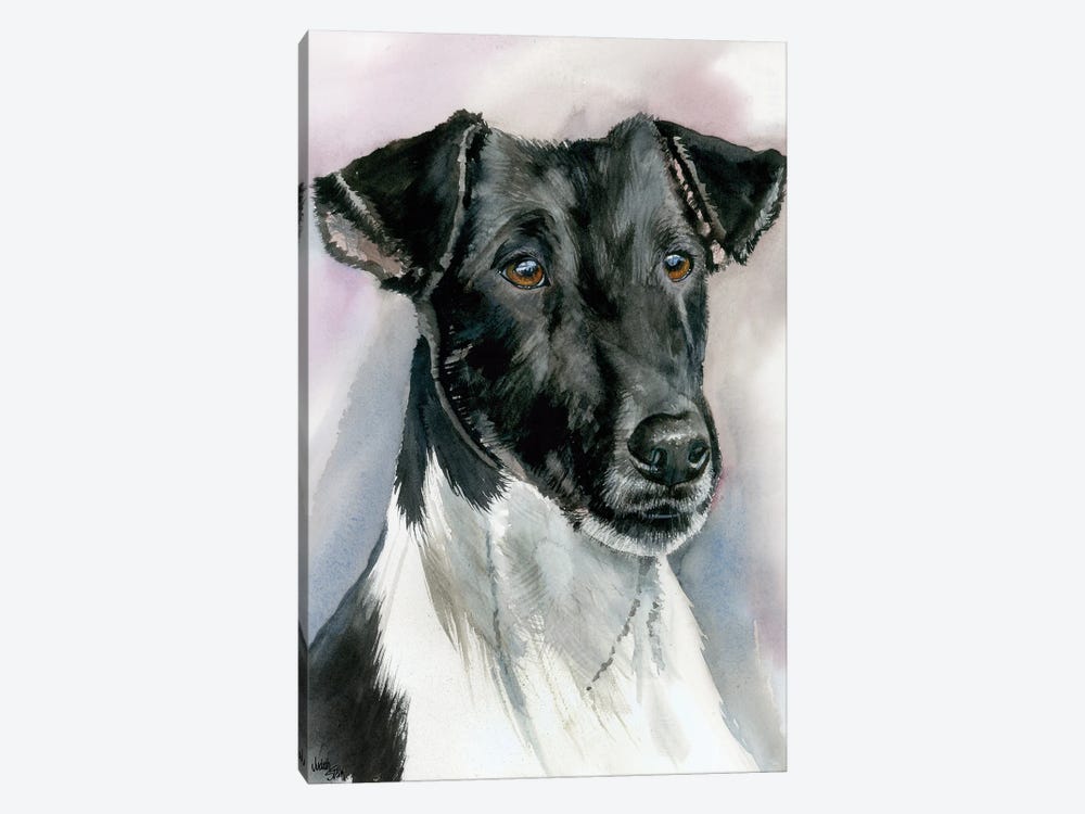 Tricky Terrier - Smooth Coat Fox Terrier by Judith Stein 1-piece Canvas Art