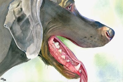 Weim and Dine - Weimaraner by Judith Stein framed canvas print